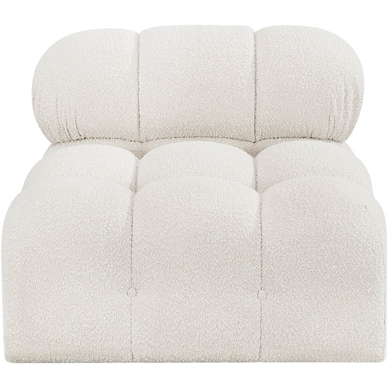 Pemberly Row Contemporary Cream Boucle Fabric Armless - 34