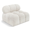 Pemberly Row Contemporary Cream Boucle Fabric Armless - 34