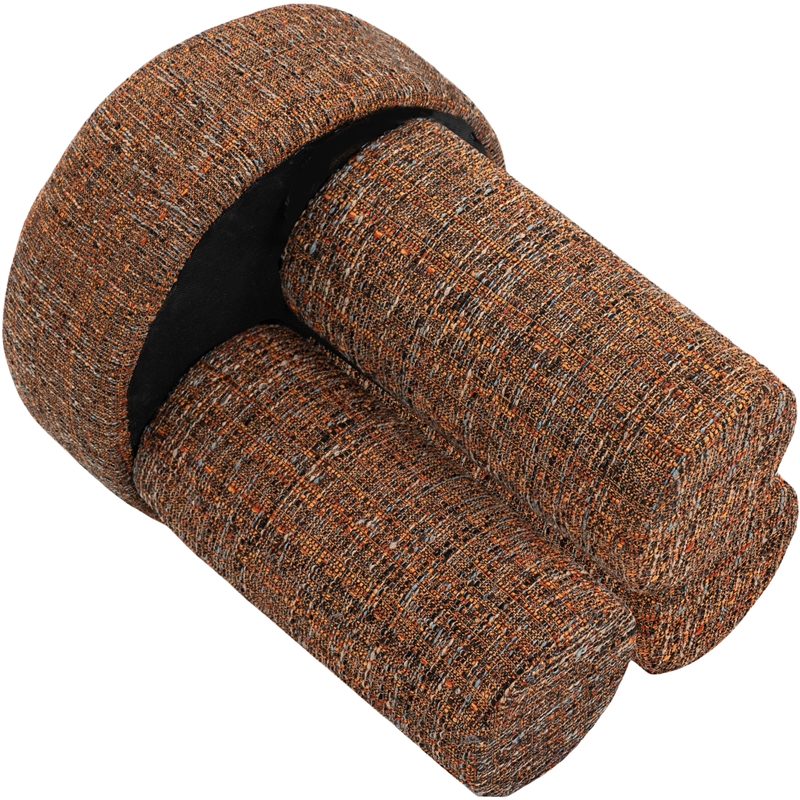 Pemberly Row Contemporary Cognac Fabric Ottoman/Stool - 14.5