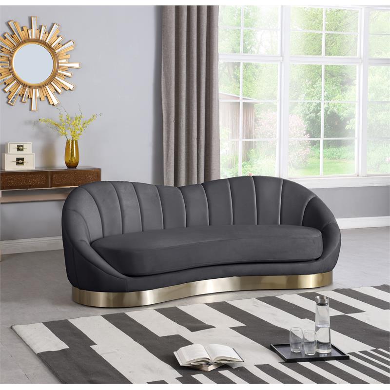 Pemberly Row Contemporary Upholstered Gray Velvet Sofa - 91.5