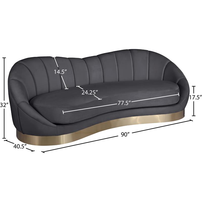 Pemberly Row Contemporary Upholstered Gray Velvet Sofa - 91.5