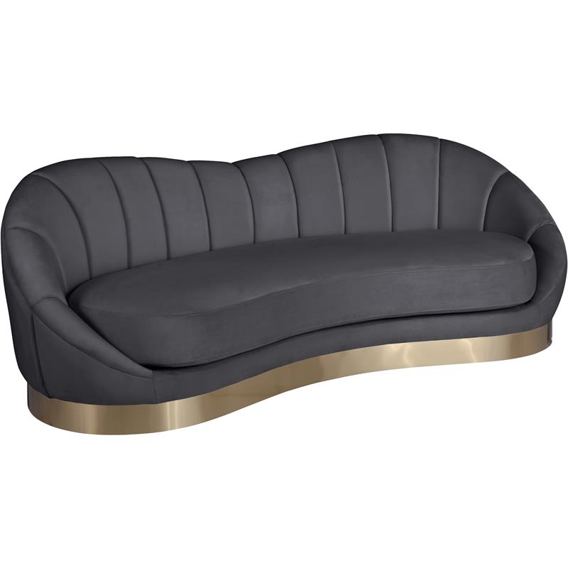 Pemberly Row Contemporary Upholstered Gray Velvet Sofa - 91.5