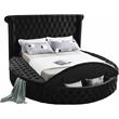 Pemberly Row Modern Black Velvet Queen Round Bed - 93.75