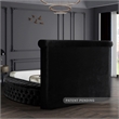 Pemberly Row Modern Black Velvet Queen Round Bed - 93.75