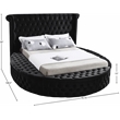 Pemberly Row Modern Black Velvet Queen Round Bed - 93.75