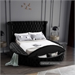 Pemberly Row Modern Black Velvet Queen Round Bed - 93.75