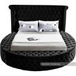 Pemberly Row Modern Black Velvet Queen Round Bed - 93.75