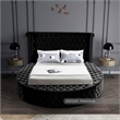 Pemberly Row Modern Black Velvet Queen Round Bed - 93.75