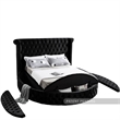 Pemberly Row Modern Black Velvet Queen Round Bed - 93.75