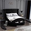 Pemberly Row Modern Black Velvet Queen Round Bed - 93.75