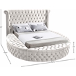 Pemberly Row Modern Cream Velvet Queen Round Bed - 93.75