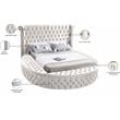 Pemberly Row Modern Cream Velvet Queen Round Bed - 93.75
