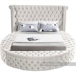 Pemberly Row Modern Cream Velvet Queen Round Bed - 93.75