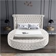 Pemberly Row Modern Cream Velvet Queen Round Bed - 93.75
