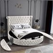 Pemberly Row Modern Cream Velvet Queen Round Bed - 93.75