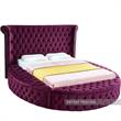 Pemberly Row Contemporary Purple Velvet King Round Bed - 110