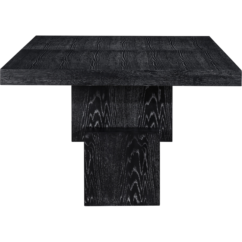 Pemberly Row Mid-Century Black Oak Veneer Dining Table - 96-144