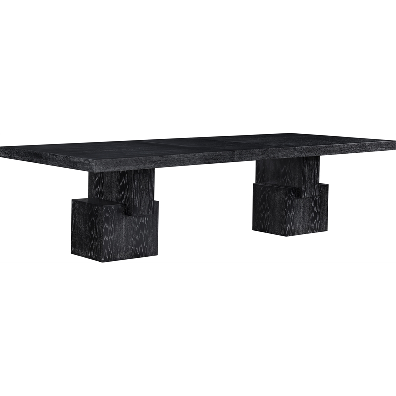 Pemberly Row Mid-Century Black Oak Veneer Dining Table - 96-144