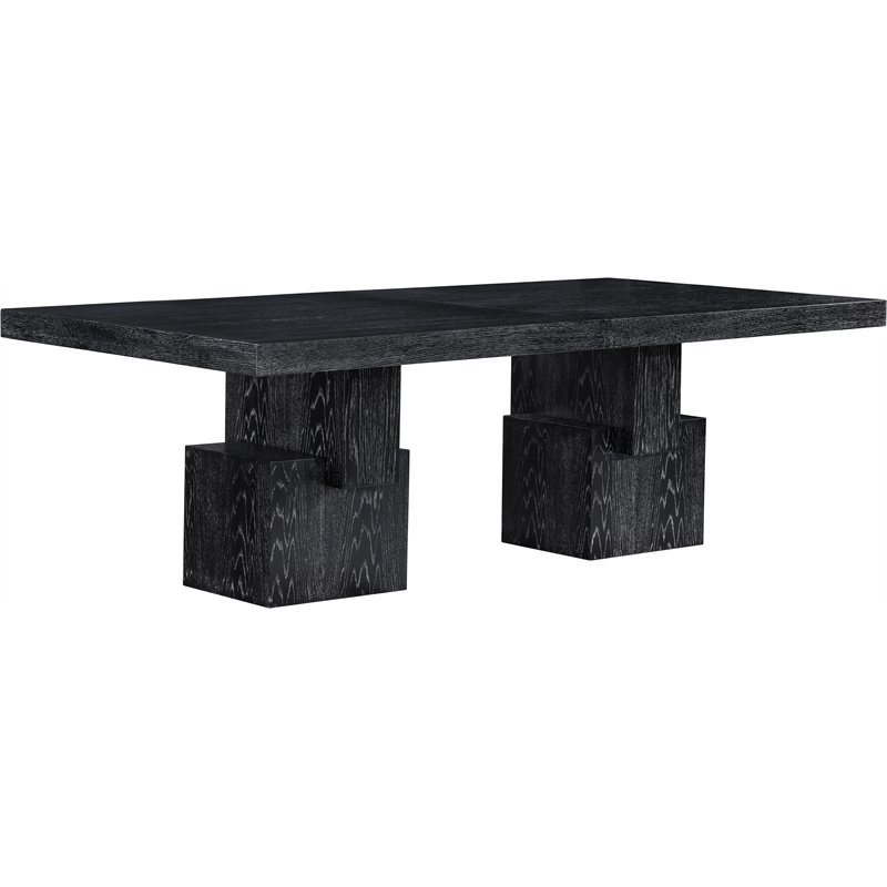 Pemberly Row Mid-Century Black Oak Veneer Dining Table - 96-144