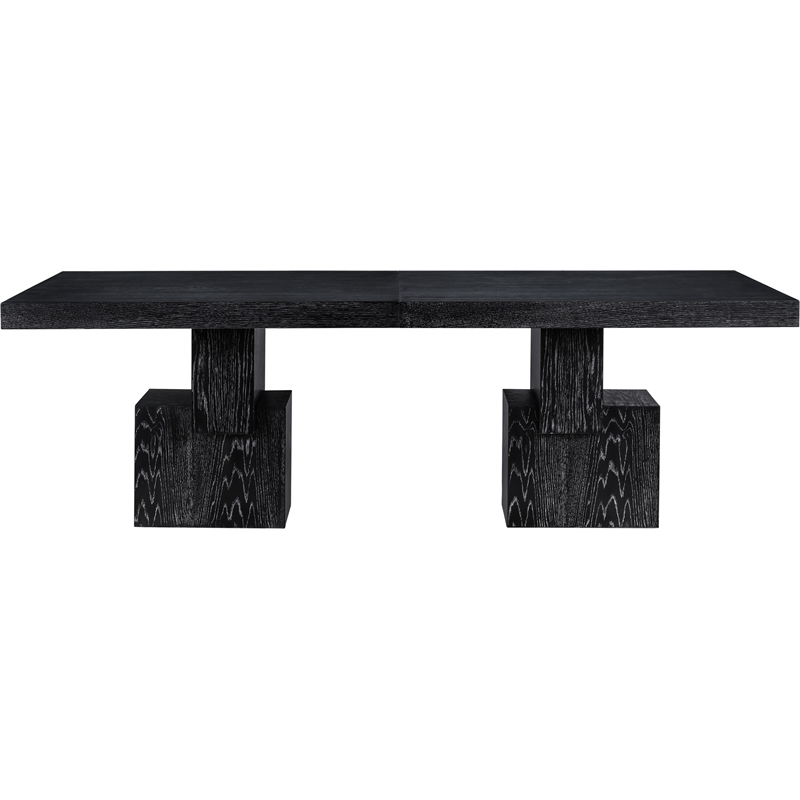 Pemberly Row Mid-Century Black Oak Veneer Dining Table - 96-144