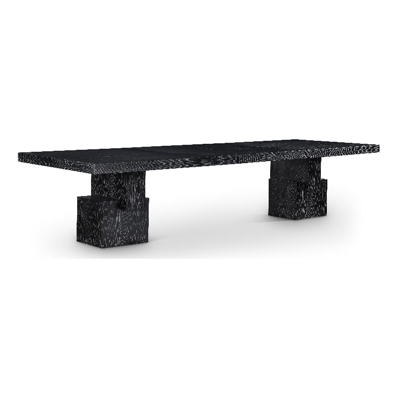 Pemberly Row Mid-Century Black Oak Veneer Dining Table - 96-144
