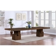Pemberly Row Mid-Century Brown Oak Veneer Dining Table - 96-144