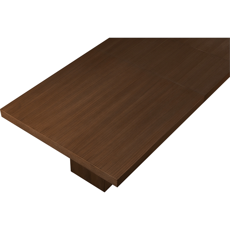 Pemberly Row Mid-Century Brown Oak Veneer Dining Table - 96-144