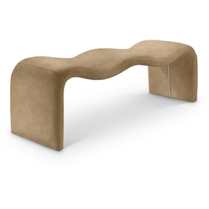 Pemberly Row Contemporary Soft Tan Vegan Leather Bench - 56.5&quotW x 18&quotD x 19&quotH