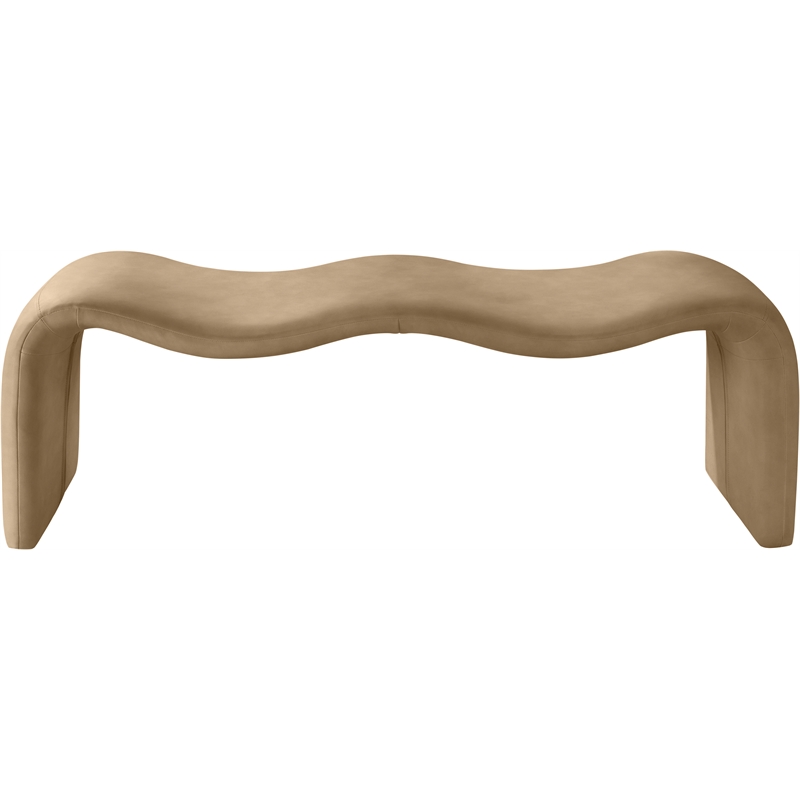 Pemberly Row Contemporary Soft Tan Vegan Leather Bench - 56.5