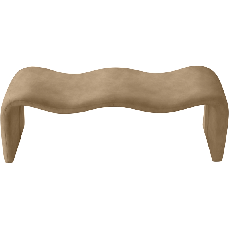 Pemberly Row Contemporary Soft Tan Vegan Leather Bench - 56.5