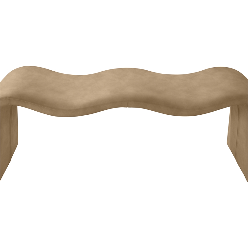 Pemberly Row Contemporary Soft Tan Vegan Leather Bench - 56.5