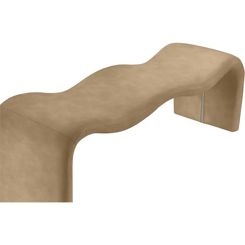 Pemberly Row Contemporary Soft Tan Vegan Leather Bench - 56.5