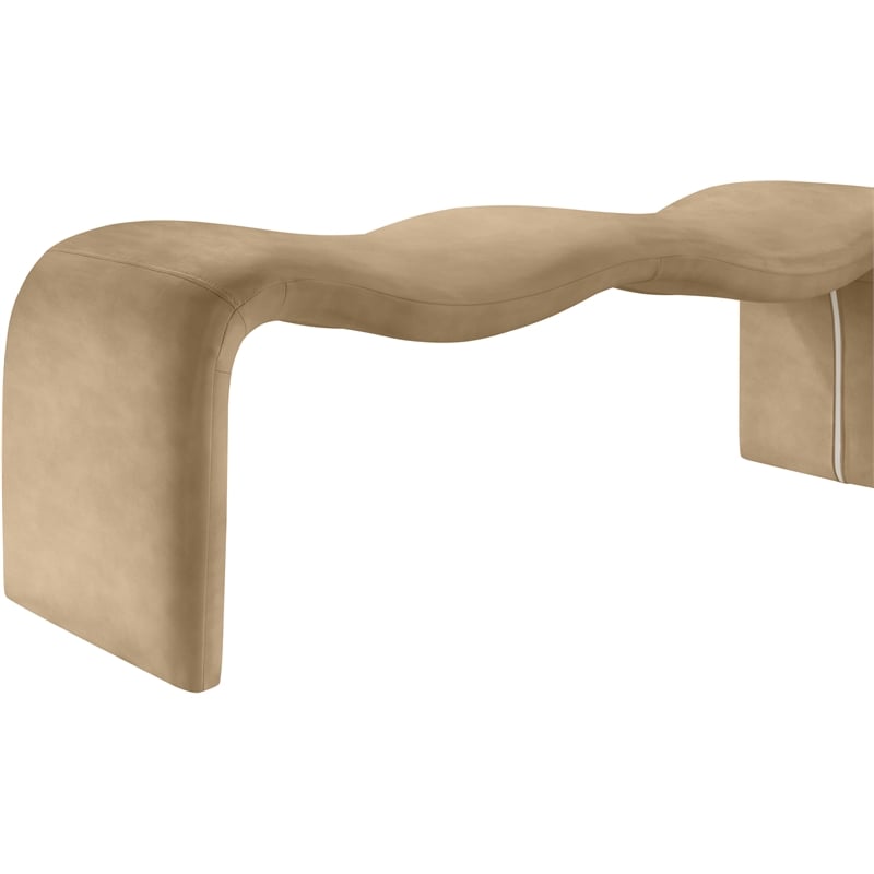 Pemberly Row Contemporary Soft Tan Vegan Leather Bench - 56.5