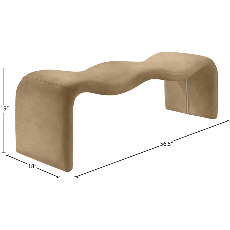 Pemberly Row Contemporary Soft Tan Vegan Leather Bench - 56.5