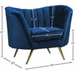 Pemberly Row Contemporary Upholstered Navy Velvet Chair - 43