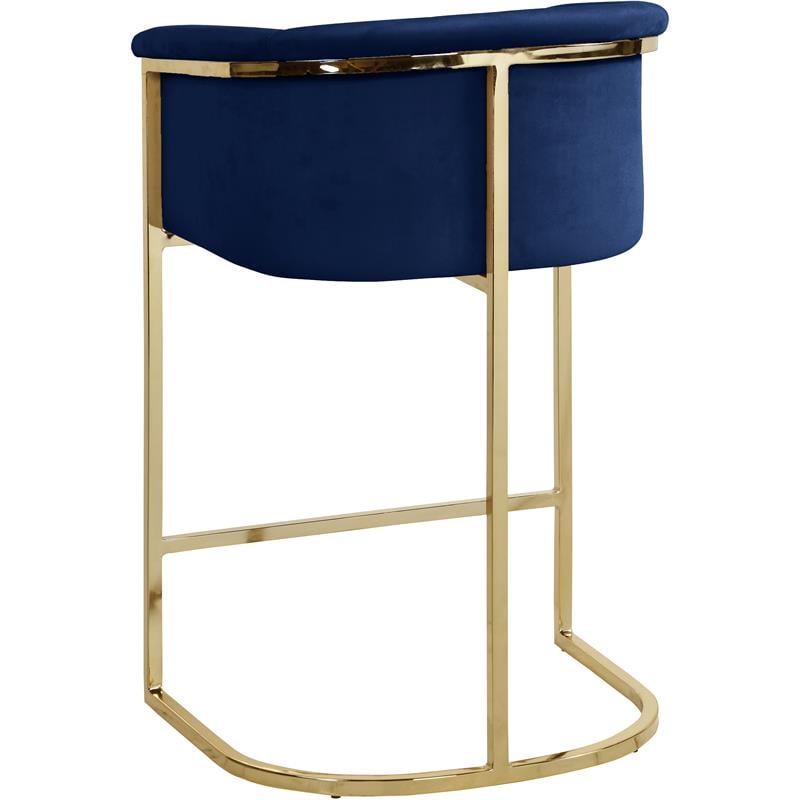 Pemberly Row Contemporary Upholstered Navy Velvet Stool - 23.5