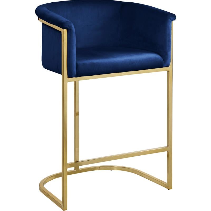 Pemberly Row Contemporary Upholstered Navy Velvet Stool - 23.5