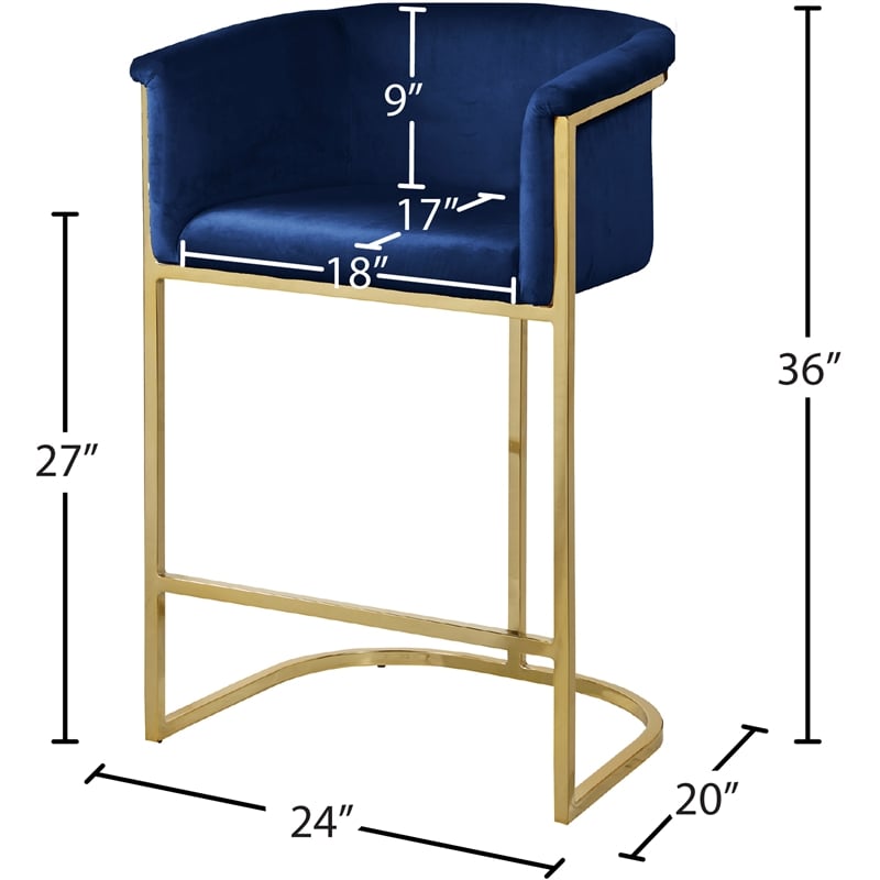 Pemberly Row Contemporary Upholstered Navy Velvet Stool - 23.5