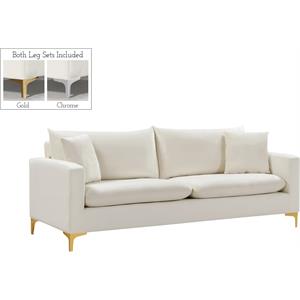 Pemberly Row Contemporary Upholstered Cream Velvet Sofa - 81.5&quotW x 33.5&quotD x 33&quotH