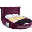 Pemberly Row Modern Purple Velvet Queen Round Bed - 93.75