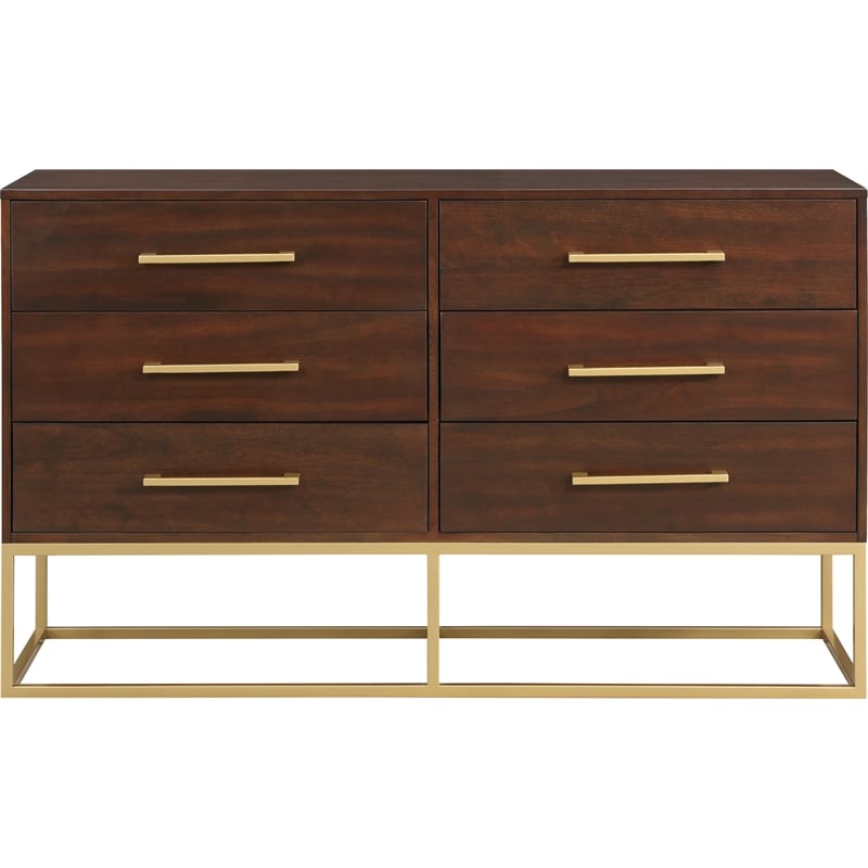 Pemberly Row Contemporary Dresser in Dark Cherry Finish - 32.5