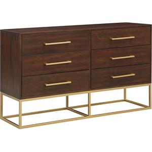 Pemberly Row Contemporary Dresser in Dark Cherry Finish - 32.5&quotH x 56&quotW x 18&quotD