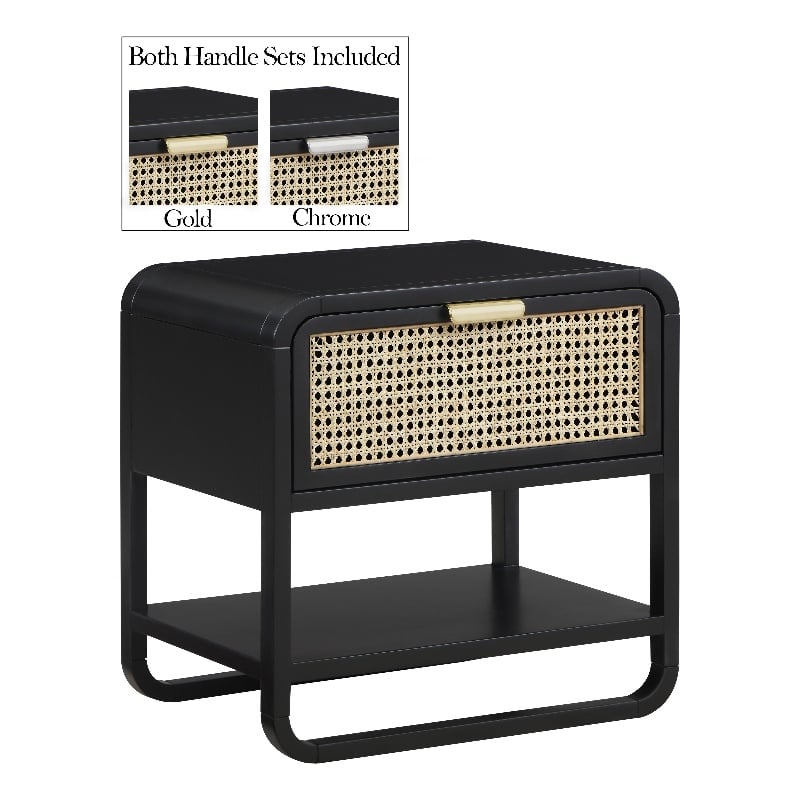 Pemberly Row Modern / Contemporary Black Wood Veneer Night Stand