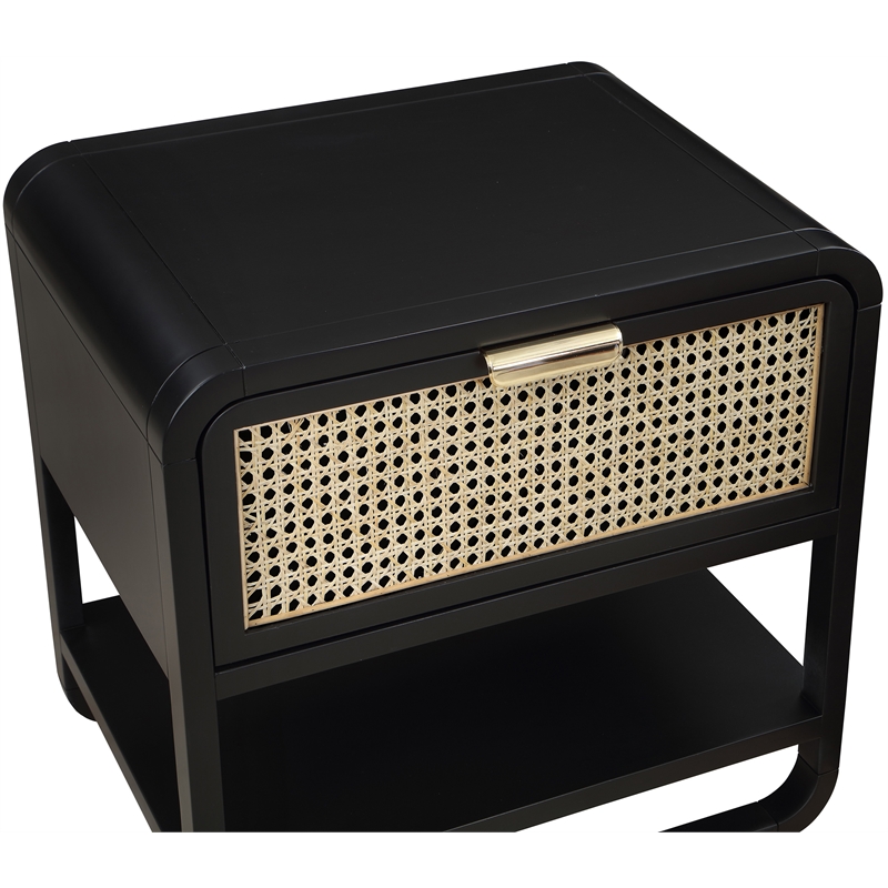 Pemberly Row Modern / Contemporary Black Wood Veneer Night Stand