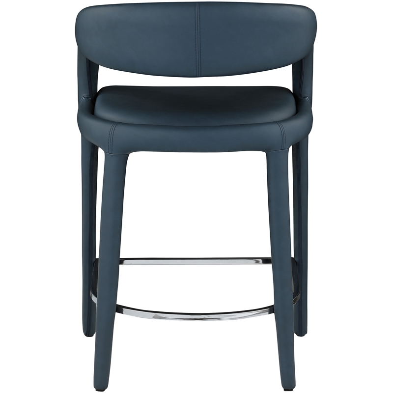 Pemberly Row Contemporary Soft Navy Vegan Leather Stool - 23.5