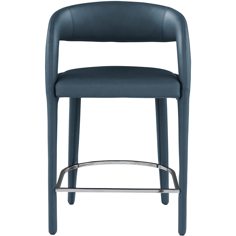 Pemberly Row Contemporary Soft Navy Vegan Leather Stool - 23.5