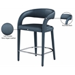 Pemberly Row Contemporary Soft Navy Vegan Leather Stool - 23.5
