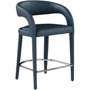 Pemberly Row Contemporary Soft Navy Vegan Leather Stool - 23.5&quotW x 22&quotD x 37.5&quotH