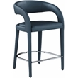 Pemberly Row Contemporary Soft Navy Vegan Leather Stool - 23.5