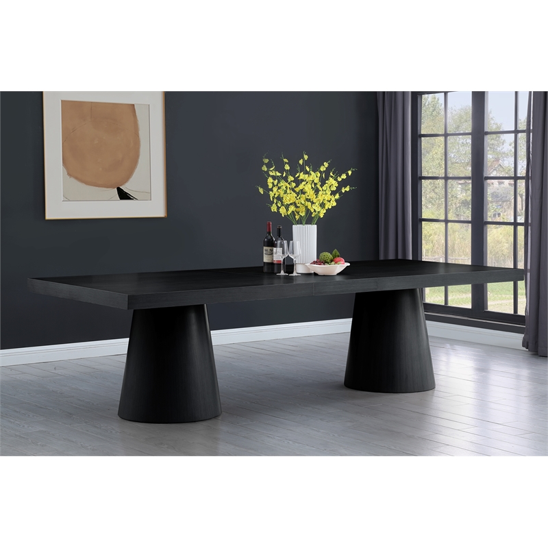 Pemberly Row Modern / Contemporary Black Oak Veneer Dining Table
